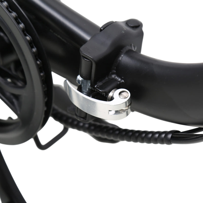 Eco Folding VII bike from Txedbikes, showing its compact frame and folded design for easy storage and portability.